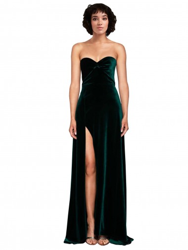 Low Back Stretch Velvet Sweetheart Sweep Train Sleeveless Semi Formal Evening Dress / Prom Dress / Bridesmaid Dress Southampton