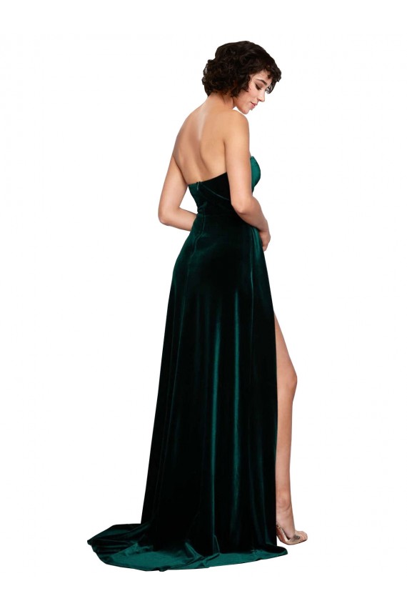 Low Back Stretch Velvet Sweetheart Sweep Train Sleeveless Semi Formal Evening Dress / Prom Dress / Bridesmaid Dress Southampton